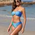ZAFUL Women's Strapless Twist Bandeau Bikini 2 Piece Swimwear Cheeky Solid Lace up Bathing Suits