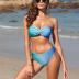ZAFUL Women's Strapless Twist Bandeau Bikini 2 Piece Swimwear Cheeky Solid Lace up Bathing Suits