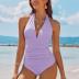 AI'MAGE Women's Halter One Piece Swimsuit 2024 Tummy Control Bathing Suits Ruched Deep V Neck Swim Suit