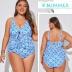 Hanna Nikole Women Plus Size 2 Piece V Neck Tie Tankini Swimsuit with Tummy Control Bikini Bottoms Bathing Suits