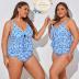 Hanna Nikole Women Plus Size 2 Piece V Neck Tie Tankini Swimsuit with Tummy Control Bikini Bottoms Bathing Suits