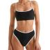 SUUKSESS Women High Waisted 2 Piece Bikini Set Cheeky High Cut Bandeau Swimsuit