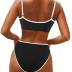 SUUKSESS Women High Waisted 2 Piece Bikini Set Cheeky High Cut Bandeau Swimsuit