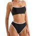 SUUKSESS Women High Waisted 2 Piece Bikini Set Cheeky High Cut Bandeau Swimsuit