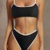 SUUKSESS Women High Waisted 2 Piece Bikini Set Cheeky High Cut Bandeau Swimsuit