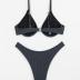 Fanuerg Women Underwire Triangle Bikini Spaghetti Strap Push Up Swimsuit Cheeky Two Piece Bathing Suit