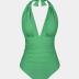 CUPSHE Women V Neck One Piece Swimsuit Halter Backless Ruched Tummy Control Bathing Suit