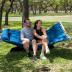 SUPERJARE Curved-Bar Hammock with Stand, 2 Person Heavy Duty Hammock Frame, Detachable Pillow & Portable Carrying Bag, Perfect for Outdoor & Indoor, Navy Blue
