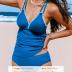 CUPSHE Women's Tankini Set Two Piece Bathing Suit Tummy Control Crisscross Back Tie Mid Rise Shell Stitched