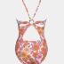 CUPSHE Women's One Piece Swimsuit Deep V Neck Keyhole Cutout O Ring Textured Floral Bathing Suit