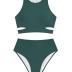 ZAFUL Women's Swimsuit Bikini Sets Two Piece Swimsuit Scoop Neck Tank Side Cutout Midkini Stitching