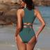 ZAFUL Women's Swimsuit Bikini Sets Two Piece Swimsuit Scoop Neck Tank Side Cutout Midkini Stitching
