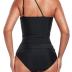 Women's Two Piece Tankini Swimsuits One Shoulder Tummy Control Keyhole Bathing Suits Swim Top with Bottom Modest Swimwear