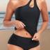 Women's Two Piece Tankini Swimsuits One Shoulder Tummy Control Keyhole Bathing Suits Swim Top with Bottom Modest Swimwear