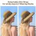 Beach Sun Hats for Women - Wide Brim Straw Womens Summer Hat with Wind Lanyard Roll Up, Foldable Beach Hat UV Protection
