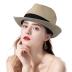 Straw Fedora Hat for Women Men Short Brim Panama Hat Roll Up Trilby Summer Beach Sun Hat UPF 50+