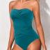 Holipick Women Strapless One Piece Swimsuits Tummy Control Bandeau Bathing Suits Retro Slimming Swimwear