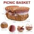 Picnic Basket with Blankets and Bamboo Plates Picnic Supplies Set Basket with Lid and Handle Wicker Picnic Basket Sturdy Woven Body with Washable Lining for Camping(Red)