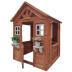 Outdoor Playhouse for 3-8 Years Boys Girls with Flowerpot Holder Window Pretend Play Wooden Cottage Playhouse for Outdoor Garden Lawn Patio Yard 42 x 46 x 55in Gold