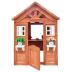 Outdoor Playhouse for 3-8 Years Boys Girls with Flowerpot Holder Window Pretend Play Wooden Cottage Playhouse for Outdoor Garden Lawn Patio Yard 42 x 46 x 55in Gold