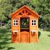 Outdoor Playhouse for 3-8 Years Boys Girls with Flowerpot Holder Window Pretend Play Wooden Cottage Playhouse for Outdoor Garden Lawn Patio Yard 42 x 46 x 55in Gold