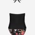 CUPSHE Tankini Bathing Suit for Women Halter Deep V Cowl Neck Low Back Swimsuit