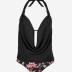 CUPSHE Tankini Bathing Suit for Women Halter Deep V Cowl Neck Low Back Swimsuit