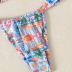 Women's High Waisted Bikini Set Floral Print Spaghetti Strap Smocked Wireless Bathing Suit Swimsuit 2 Piece Set