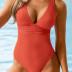 CUPSHE Women's One Piece Swimsuit Wide Straps V Neck Ruched Textured Ribbed Twist Back