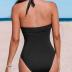 CUPSHE Women's One Piece Swimsuit Halter V Neck Tummy Control Sculpting Slimming Bathing Suit