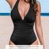 CUPSHE Women's One Piece Swimsuit Halter V Neck Tummy Control Sculpting Slimming Bathing Suit