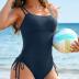 Charmo Ribbed One Piece Swimsuit Women Tie Side 1 Piece Bathing Suit High Cut Monokini Sexy Swimwear