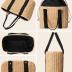4 Pcs Straw Bag Woven Bag and Rattan Wicker Hat Tassel Earrings Set Summer Tote Handbag for Woman Vacation Boho Accessories