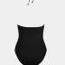 CUPSHE Women's One Piece Swimsuit Halter Back Tie Scalloped V Neck Textured Contrast Stitching