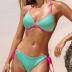 CUPSHE Women's Bikini Sets Halter Triangle Top Push Up Backless Low Rise Strappy Swimwear Color Block