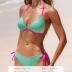 CUPSHE Women's Bikini Sets Halter Triangle Top Push Up Backless Low Rise Strappy Swimwear Color Block
