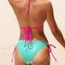 CUPSHE Women's Bikini Sets Halter Triangle Top Push Up Backless Low Rise Strappy Swimwear Color Block