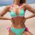 CUPSHE Women's Bikini Sets Halter Triangle Top Push Up Backless Low Rise Strappy Swimwear Color Block