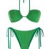 ZAFUL Women's Bandeau Bikini Set O Ring Strapless Swimsuit Tie Side Swimwear Halter Two Piece Bathing Suit