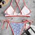 ZAFUL Women's Bohemian Swimsuit Strappy Tie Side Bikini Set Triangle Cheeky String Brazilian Swimwear