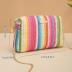 Women’s Straw Tote Bag Rainbow Striped Casual Beach Shoulder Bag Summer Vacation Straw Crossbody Bag Purse 2024