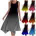Women's Hankerchief Hem Maxi Tank Dresses Summer Sleeveless Crew Neck Sundress Casual Ruffle A-Line Boho Dress