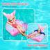 Mermaid Inflatable Pool Float Chair with 2 Cup Holders, Armrests, Pink Swimming Pool Party Lounge Raft Decorations Toys for Adults Kids, Swimming Pool Lounger Pool Floaties for Summer Beach Party