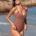 ZAFUL One Piece Swimsuit for Women V Neck Mesh Cutout Swimwear Cross Front Tummy Control Push Up Bathing Suit