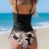CUPSHE Women's Tankini Sets Two Piece Swimsuit High Waisted Square Neck Ruched Drawstring Adjustable Straps