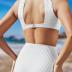 CUPSHE Women's One Piece Swimsuit High Neck Cutout Ribbed Texture Back Hook Hollow Wrapped