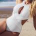 CUPSHE Women's One Piece Swimsuit High Neck Cutout Ribbed Texture Back Hook Hollow Wrapped