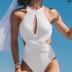 CUPSHE Women's One Piece Swimsuit High Neck Cutout Ribbed Texture Back Hook Hollow Wrapped