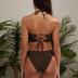 ZAFUL Women's Halter Bandeau Bikini Beaded Tie Back String Bikini Set Push Up Two Piece Swimsuit Bathing Suits