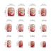 Short Press on Nails Square French Tip Fake Nails Full Cover Pink White Flower False Nails with Designs Glossy Glue on Nails Spring Summer Acrylic Nails Artificial Nails for Women Girls 24Pcs